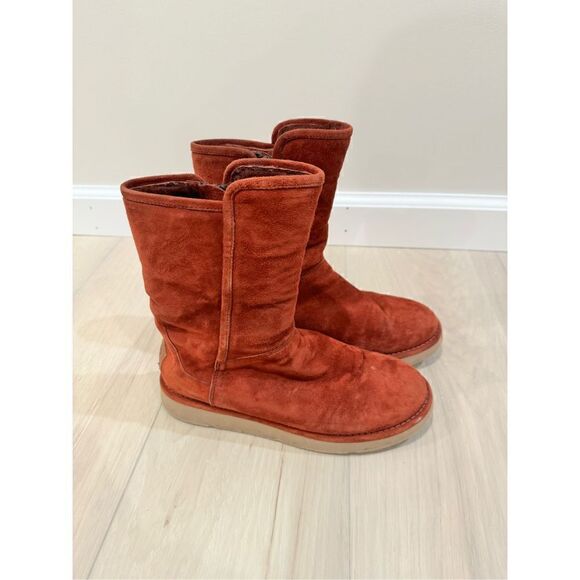 UGG COLLECTION ABREE SUEDE WOMEN SHORT BOOTS RUST US 6 - Picture 5 of 11